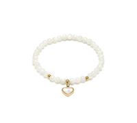 VLNET® | Vestopazzo bracciale elastico con perle e rettangoli in madreperla e acciaio 316L | ciondolo stella, farfalla, conchiglia, pesce e cuore | idea regalo (Perle con cuore liscio)