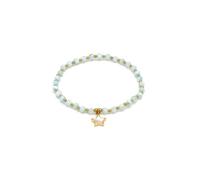 VLNET® | Vestopazzo bracciale elastico con perle e rettangoli in madreperla e acciaio 316L | ciondolo stella, farfalla, conchiglia, pesce e cuore | idea regalo (Perline azzurre con stella)