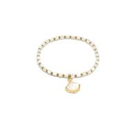VLNET® | Vestopazzo bracciale elastico con perle e rettangoli in madreperla e acciaio 316L | ciondolo stella, farfalla, conchiglia, pesce e cuore | idea regalo (Rettangoli con conchiglia)