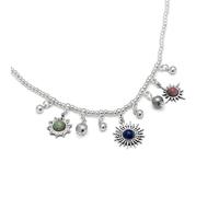 VLNET ® | Vestopazzo collana girocollo cosmo con charms ispirati allo spazio e pietre | placcata in argento | lunghezza 38+8 cm | lavorazione artigianale | nickel tested