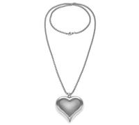 VLNET ® | Vestopazzo collana maxi cuore | collana lunga placcata argento | cuore bombato | lunghezza 70 cm | Nickel tested