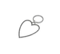 VLNET Vestopazzo portachiavi a forma di cuore con ali, effetto corda,doppio. Placcatura in argento. Lavorazione artigianale. (cuore corda)