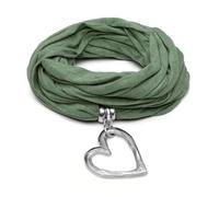 VLNET | Vestopazzo sciarpa gioiello con ciondolo cuore, elefante, cerchio e farfalla in alluminio 100% riciclato(verde cuore)