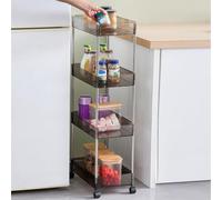 VLOBAOM Carrello A Rotolamento Sottile A 4 Livelli, Slips out Utility Trolley Assemblaggio, Scaffalatura Mobile in PiediBlack,14.6" Lx8.1 Wx35 H
