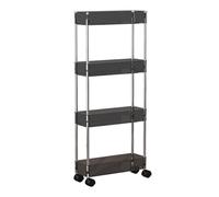 VLOBAOM Carrello A Rotolamento Sottile A 4 Livelli, Slips out Utility Trolley Assemblaggio, Scaffalatura Mobile in PiediBlack,14.6" Lx5.2 Wx35 H