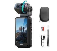 Vlog Camera 5K, Videocamera con Touchscreen 3.5'' Rotabile, CMOS 1/2,5" & Video 4K/60FPS, Visione Notturna IR, Tracciamento Facciale, Autonomia 360 Minuti, Vlog Camera con Carta SD 64GB per YouTube