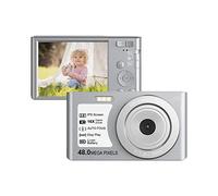 Vlog Camera, Piccola fotocamera digitale 4K 2.8quot;Schermo IPS Zoom 16X Messa a fuoco automatica Rilevamento facciale Autoscatto Fotocamera Vlog 48MP for fotografia AF for bambini(16G TF Card,Silver)