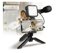 Vlog treppiede per smartphone con luce led e microfono direzionale