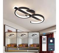 Vloitgol Plafoniera LED Soffitto Dimmerabile, 45cm 35W Nere Lampadario LED Soffitto con Telecomando 3000K-6500K, Moderna Plafoniera 2 cerchi per Camera da Letto Bagno Soggiorno Cucina Corridoio