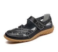 VLOOKST Mary Jane - Scarpe basse da donna in pelle, con supporto per arco plantare, stile casual, lavoro, ufficio, infermiera, Nero , 36 EU