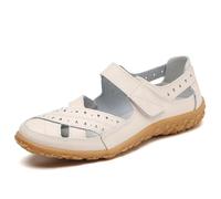 VLOOKST Mary Jane - Scarpe basse da donna in pelle, con supporto per arco plantare, stile casual, lavoro, ufficio, infermiera, Beige, 37.5 EU