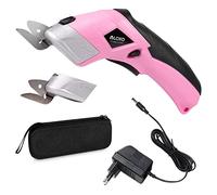 VLOXO Forbici Elettriche Cutter per Tessuti Cesoie Elettriche Senza Fili Taglierina Elettrico con 2 Testina di Taglio Multi-Cutter Ricaricabile per Cartone Pelle Tappeto Piante Plastica (Rosa)