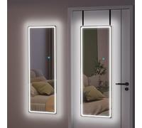 Vlsrka Specchio a figura intera con luci LED, sopra la porta, specchio da appendere alla parete, 119,4 x 40,6 cm, bianco