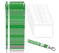 VLUNT 10 cordini per visitatori con 10 porta carte d'identità, cordini sicuri per collo con porta carte, cinghie da collo a sgancio rapido, porta badge per eventi, luoghi di lavoro, volontari (verde)