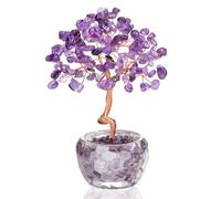 VLYX Albero della Vita in Cristallo di Quarzo Rosa - Albero dei Soldi Fatto a Mano con Gemme Viola per la Decorazione di Casa e Ufficio, Regalo di Energia Positiva per Donna