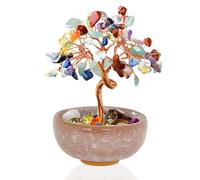 VLYX Albero della Vita in Cristallo di Quarzo Rosa - Albero dei Soldi Fatto a Mano con Pietre Preziose Colorate per la Decorazione di Casa e Ufficio, Regalo di Energia Positiva per Donna