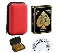 VLYX Carte da gioco in plastica impermeabile - Mazzo da poker Jumbo Index a caratteri grandi per adulti, set di carte professionale premium con scatola portaoggetti, pronto regalo (oro)