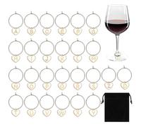 VLYX Charms Bicchieri da Vino, Serie Tema San Valentino, Set di 26 Pezzi con Sacchetto in Velluto per Identificazione Calici, Decorazione per Degustazione di Vini