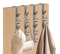 VLYX Ganci in Metallo Resistenti da Porta, Set di 4, per Cappotti, Asciugamani, Cappelli, Borse - Grigio