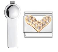 VLYX Mini Charm Dorato Personalizzato con Animale, Acciaio Inox da 9 mm, Strumento di Installazione Incluso
