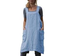 VLZUFE Grembiule da donna in cotone e lino, con incrocio sulla schiena, grembiule per forno, cucina, giardinaggio, lavoro