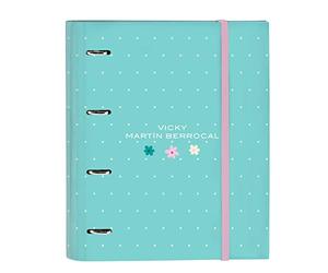 VMB Mint Paradise - Cartella 4 anelli da 35 cm con 100 fogli A4, ideale per bambini di diverse età, confortevole e versatile, qualità e resistenza, 27 x 3,5 x 32 cm, colore: verde menta