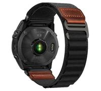 VMBVBHMDF 20mm 22mm 26mm High Mountain Modello Anello cinturino in nylon e pelle adatto for Garmin Fenix 8 7 7 Pro 6 Pro TACTIX Forerunner 965 955 255 265(Black,20mm)