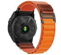 VMBVBHMDF 20mm 22mm 26mm High Mountain Modello Anello cinturino in nylon e pelle adatto for Garmin Fenix 8 7 7 Pro 6 Pro TACTIX Forerunner 965 955 255 265(Orange,22mm)