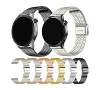 VMBVBHMDF 20mm 22mm universale doppia fibbia di sicurezza cinturino in acciaio inossidabile con sette perline adatto for Samsung Galaxy Watch 7 6 5 4 40mm 44mm cinturino di ricambio(Rose Gold,20mm)