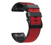 VMBVBHMDF Cinturino for orologio da 22 mm e 26 mm adatto for Garmin Fenix 7, 7X, 5, 6, 5X, 6X Pro Plus, Sapphire, Instinct, Epix 2, cinturino da polso in silicone.(Red black,22mm)