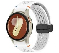 VMBVBHMDF Cinturino in silicone senza fessure adatto for Samsung Galaxy Watch 7 6 5 4 40 mm 44 mm 5 Pro Buckle Band 6 Classic 47 mm(White)