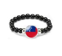 vmcoatdu Braccialetto con bandiera nazionale in corda elastica con perline per sostenere il tuo paese viaggio souvenir regali per uomini donne, One size, Lega, Vetro