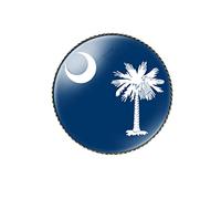 vmcoatdu Spilla rotonda da 2,5 cm con bandiera della Carolina del Sud, in metallo e intarsio in vetro, stile Revivalismo, spilla per cappelli, vestiti, zaini, One Size, Metallo, Nessuna pietra