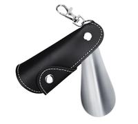 VMDVBNA Calzascarpe Calzascarpe in metallo Mini calzascarpe portatile da viaggio con manico in pelle gancio for portachiavi(Black 2pcs)