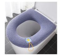 VMDVBNA Coprisedile per WC 1 pz Copriwater Universale Invernale Caldo Lavabile a Forma di O in Maglia Tinta Unita Universali(Thick Blue)