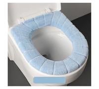 VMDVBNA Coprisedile per WC Sedile WC Universale con Cuscino a Contrasto, in Peluche Spesso, a Forma di O, copriwater Maniglia, Accessorio for Il Bagno Universali(A Blue)