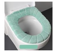 VMDVBNA Coprisedile per WC Sedile WC Universale con Cuscino a Contrasto, in Peluche Spesso, a Forma di O, copriwater Maniglia, Accessorio for Il Bagno Universali(A Green)