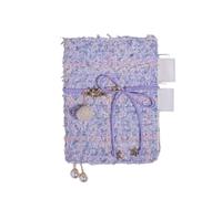 VMDVBNA quaderni Delicato e morbido Petit Journal Notebook Retro Copertina in tessuto viola Griglia Agenda Planner Budget Organizzatore Materiale scolastico A6(Purple A6 Tieback)