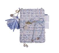 VMDVBNA quaderni Delicato e morbido Petit Journal Notebook Retro Copertina in tessuto viola Griglia Agenda Planner Budget Organizzatore Materiale scolastico A6(Blue A6 Set)