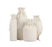 VMDVBNA Sacchettini Bomboniere 10 Pezzi Borsa in Lino di Cotone con Fondo Tondo bustina Farina Riso Coulisse stoccaggio Grande capacità Sacchi riutilizzabili(8X35cm)