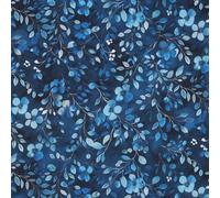 VmG-Store 1m di tessuto in 100% cotone per cucito, non venduto al metro, per bambini (Fiori di arbusto Cobalto Bc007)