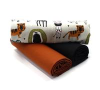 VmG-Store Set di tessuto di cotone da 1,5 m + 2 colori in tinta unita 100% cotone a scelta (Zoo Animali Set09)