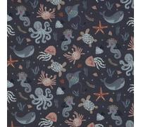 VmG-Store Tessuto jersey da 1 m, per cucire, in jersey di cotone, al metro, per bambini (Ocean Animals Jb052)