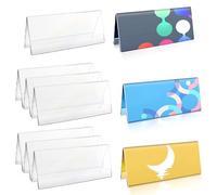 Vmiapxo Confezione da 10 targhette in acrilico, 7,6 x 21,6 cm, in plastica, per tende, segnaposto, prezzi, etichette, per scuola, ufficio, riunioni, ristoranti, menu (a forma di V)