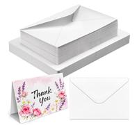 Vmiapxo Set di 50 biglietti vuoti da 63,5 kg con buste, 100% cotone pesante 300 g/m², cartoline ad acquerello, pieghevoli, 10,2 x 15,2 cm, biglietti di auguri per Natale, matrimoni, compleanni