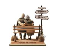 Vmiorzq Coppia di statuette romantiche in legno, decorazione da tavolo per coppie, statua di coppie che invecchiano, amore duraturo per la moglie