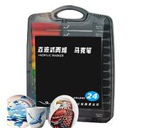 Vmiorzq Penne acriliche | 24 colori per lavori artigianali, penne da colorare a base d'acqua, per bambini, adolescenti, adulti, tessuto, vetro, ceramica, legno, tela, carta da colorare