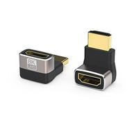 VMOJO Confezione da 2 adattatori HDMI 8 K, 270 gradi verso l'alto, placcato oro maschio a femmina, supporta estensore HDMI 3D 8K per TV Stick Roku Stick Chromecast Xbox PS5 PS4