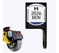 VMP - Porta targa universale per monopattino elettrico, supporto flessibile con piastra identificativa con fissaggio a vite, protezione trasparente rimovibile, accessorio per scooter (lato sinistro)