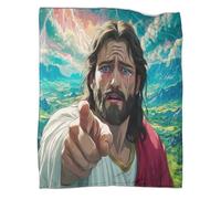 VMPLOKIJH Coperta Flanella Gesù Coperte Morbido E Traspirante Microfibra Coperta Regalo Per Bambino Adolescente Adulto 50x60inch(127x152cm)